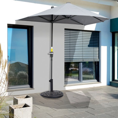 Outsunny 9kg Half Round Parasol Umbrella Base Resin Outdoor Garden Furniture