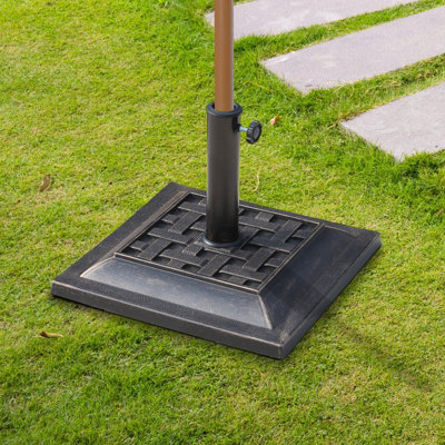 Outsunny 9kg Resin Garden Parasol Base Holder Square Umbrella Stand, Bronze