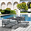 Outsunny 9PCs Patio Dining Sets 4 Chairs 4 Ottoman Cushioned Seating and Back