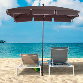Outsunny Aluminium Sun Umbrella Parasol Patio Rectangular 2M x 1.3M Brown