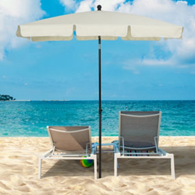 Outsunny Aluminium Sun Umbrella Parasol Patio Rectangular 2M x 1.3M Off-White