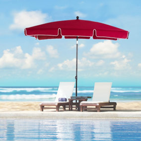 Outsunny Aluminium Sun Umbrella Parasol Patio Rectangular 2M x 1.3M Red