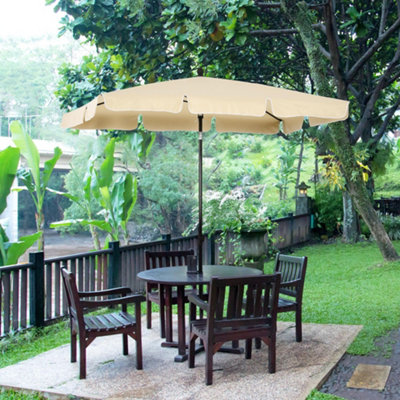 Outsunny Aluminium Sun Umbrella Parasol Patio Rectangular Tilt 2M x 1.3M Beige