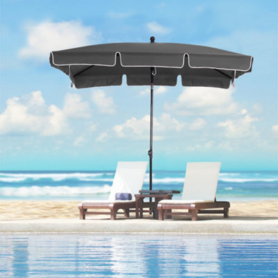 Outsunny Aluminium Sun Umbrella Parasol Patio Rectangular Tilt 2M x 1.3M Grey