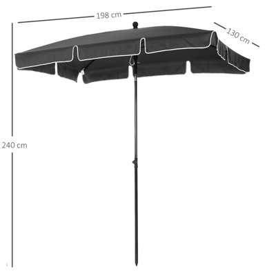 Outsunny Aluminium Sun Umbrella Parasol Patio Rectangular Tilt 2M x 1.3M Grey