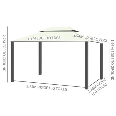 Outsunny Aluminum Frame Patio Gazebo Canopy Double Tier Garden Shelter