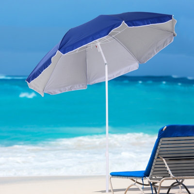 Outsunny arc1.7m Outdoor Beach Umbrella Parasol Tilt Sun Shelter  Bag Blue