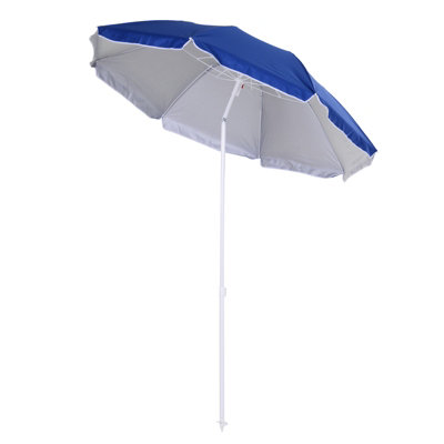 Outsunny arc1.7m Outdoor Beach Umbrella Parosol Tilt Sun Shelter  Bag Blue