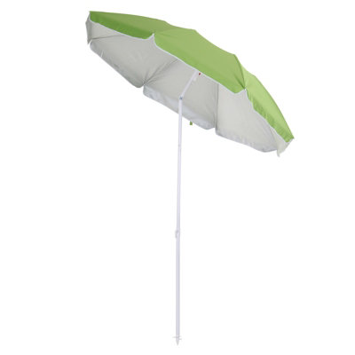 Outsunny arc1.7m Outdoor Beach Umbrella Parosol Tilt Sun Shelter  Bag Green