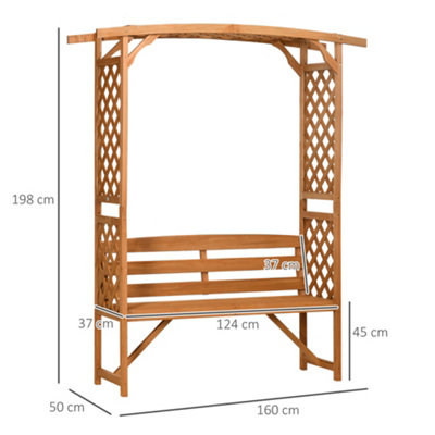 Outsunny Arch Pergola Patio Garden Bench, Wooden Garden Arbour with Seat