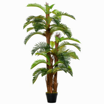 Outsunny Artificial 150cm/5FT Fern Plant Realistic Fake Tree Potted Home Office