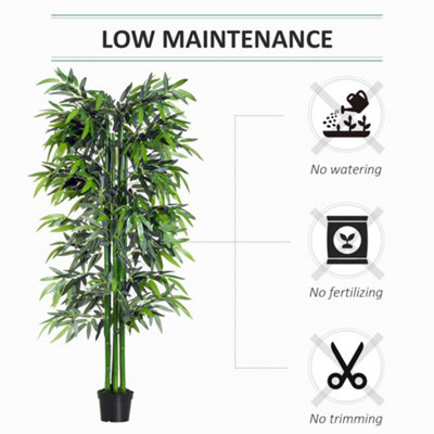 Outsunny Artificial Bamboo Tree Fake Decorative Plant with Nursery Pot for  Indoor Outdoor Décor, 150cm Realistic Potted Home Office BambooTree in