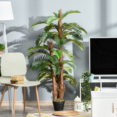 Outsunny Artificial Palm Plant Fake Tree for Home Office, 150cm