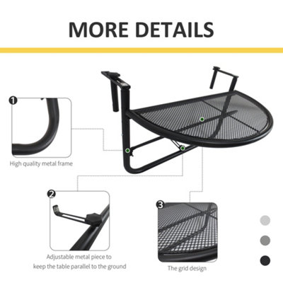 Outsunny Balcony Hanging Folding Half Coffee Table Storage Rack