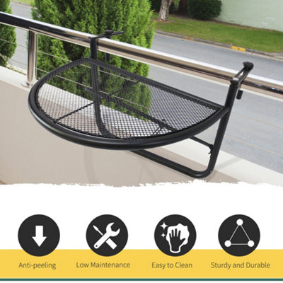 Costway folding balcony deck table patio small side stand hanging deals railing adjustable