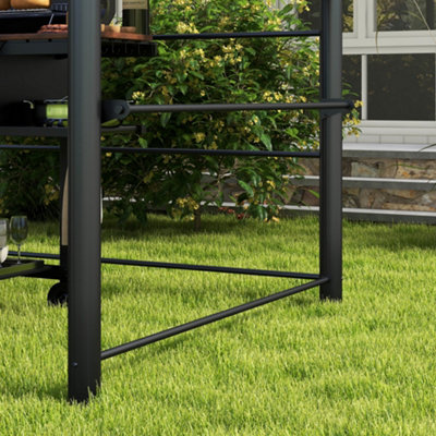 Outsunny BBQ Patio Canopy Gazebo with Interlaced Polycarbonate Roof 2 Shelves