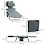 Outsunny Beach Chaise Lounge Portable Adjustable with Face Cavity Grey