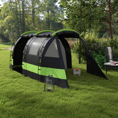 Outsunny Blackout Camping Tent with Bedroom & Living Room for 4-5 Person, Black