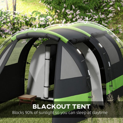 Outsunny Blackout Camping Tent with Bedroom & Living Room for 4-5 Person, Black