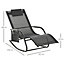 Outsunny Breathable Mesh Rocking Chair Outdoor Recliner with Headrest Black