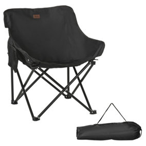 Outsunny Camping Chair, Lightweight Folding Chair with Carrying Bag and Storage Pocket, Perfect for Festivals, Fishing Black