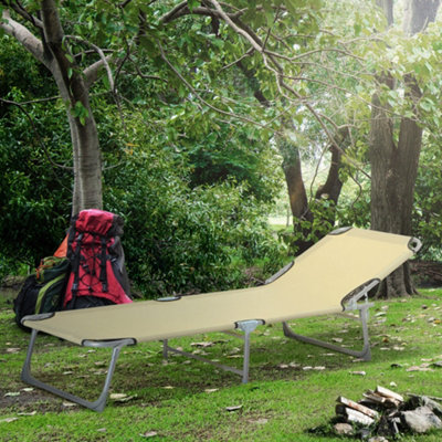 Outsunny Camping Cot Picnic Sun Lounger Portable Folding Chaise Chair Patio