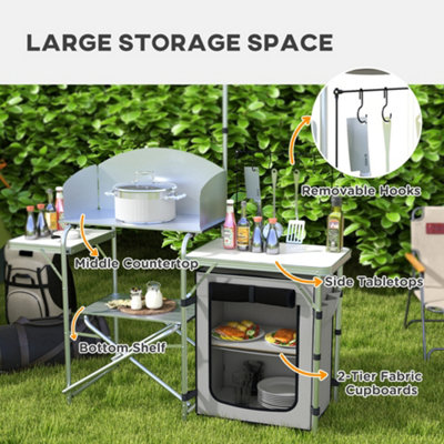 Cuisine Camping Outsunny Folding Camping Kitchen, Portable
