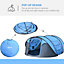 Outsunny Camping Tent Dome Pop-up Tent with Windows for 4-5 Person Sky Blue