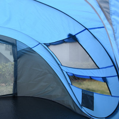 Outsunny Camping Tent Dome Pop up Tent with Windows for 4 5 Person Sky Blue