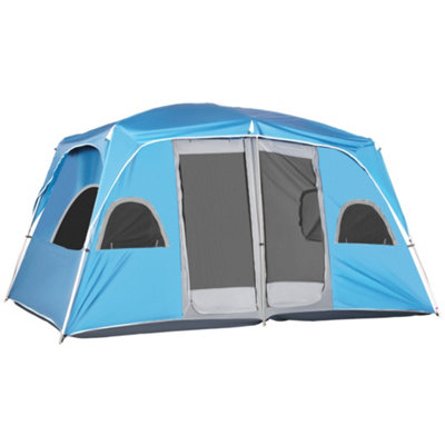 Family Camping Tent, 4-8 Person 2 Room, Blue