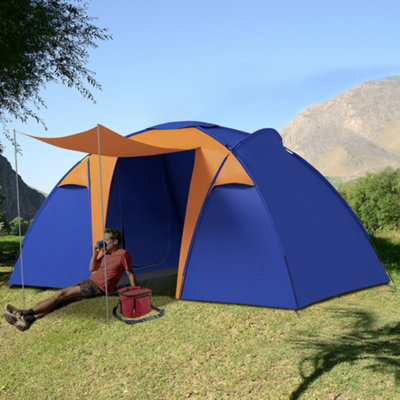 Outsunny Camping Tent with 2 Bedroom Living Area and Awning for 4 6 Person DIY at B Q