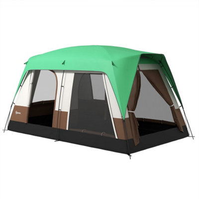 Outsunny Camping Tent with 3000mm Waterproof Rainfly & Screen Panels, Green