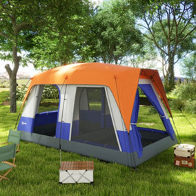 Outsunny Camping Tent with 3000mm Waterproof Rainfly & Screen Panels, Orange