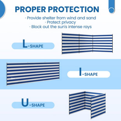 Outsunny Camping Windbreak Portable Wind Blocker Privacy Wall, 540cm x ...