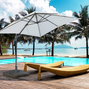 Outsunny Cantilever Patio Umbrella Base Water or Sand Filled Wheels Crossbar