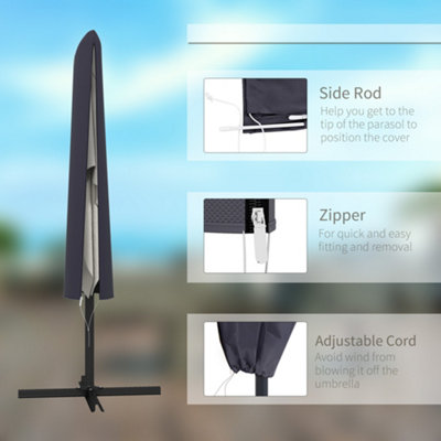 Outsunny Cantilever Umbrella Cover Outdoor Parasol UV Protector w/ Rod, Zipper