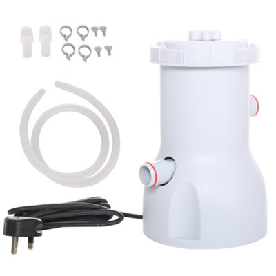 Outsunny Cartridge Filter Pump for 13'-15' Above Ground Pools, 800GPH Swimming Pool Filter Pump with Hose and Hose Clamps, White