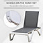 Outsunny Chaise Patio Lounge with 5-Level Adjustable Back Wheels Texteline Grey