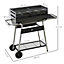 Outsunny Charcoal Barbecue Grill BBQ Trolley with Double Grill, Side Table, Storage Shelf, and Wheels for Outdoor Cooking