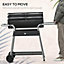 Outsunny Charcoal Barbecue Grill BBQ Trolley with Double Grill, Side Table, Storage Shelf, and Wheels for Outdoor Cooking