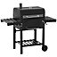 Outsunny Charcoal Grill BBQ Trolley w/ Adjustable Height & Thermometer