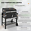 Outsunny Charcoal Grill BBQ Trolley Wheels Shelf Side Thermomeeter Steel Black