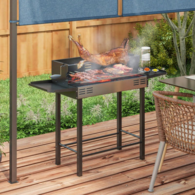 Outsunny Charcoal Spit Roasting Machine w/ 3-Tier Grill