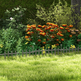 Outsunny Decorative Garden Fencing, Wooden Landscape Edging, Grey
