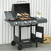Outsunny Deluxe Gas Barbecue Grill 3+1 Burner Garden BBQ w/ Large Cooking Area