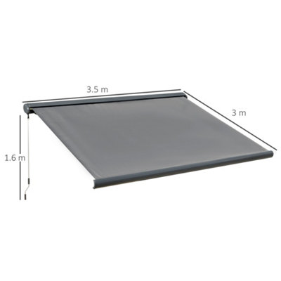 Outsunny DIY Retractable Canopy with Remote Controller for Patio, Grey