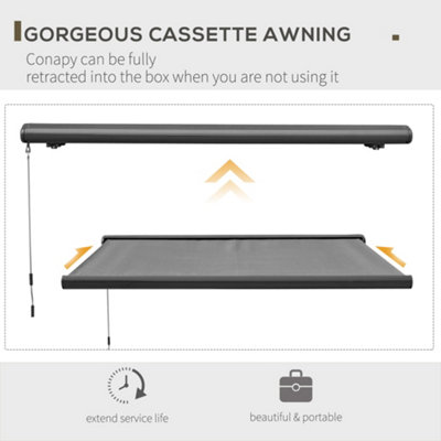Outsunny DIY Retractable Canopy with Remote Controller for Patio, Grey