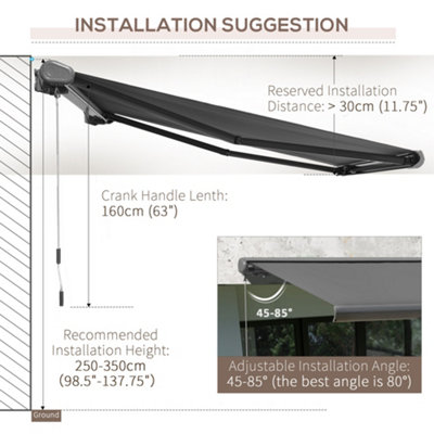 Outsunny DIY Retractable Canopy with Remote Controller for Patio, Grey