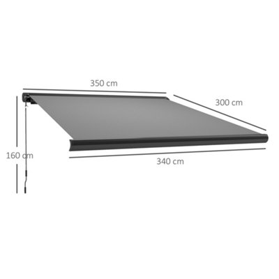 Outsunny DIY Retractable Canopy with Remote Controller for Patio, Light ...