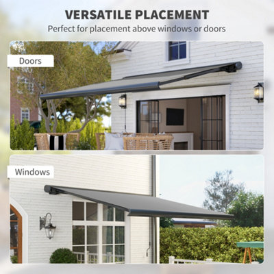 Outsunny DIY Retractable Canopy with Remote Controller for Patio, Light ...